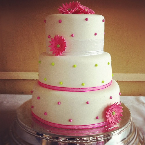 Hot Pink and Lime Green Wedding Cake