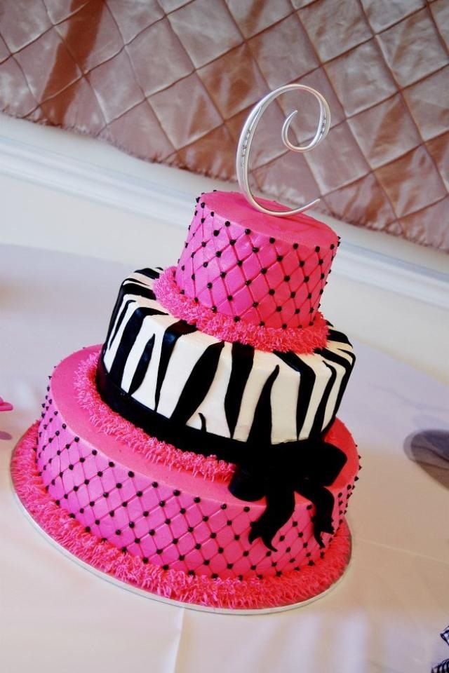 Hot Pink Zebra Wedding Cake