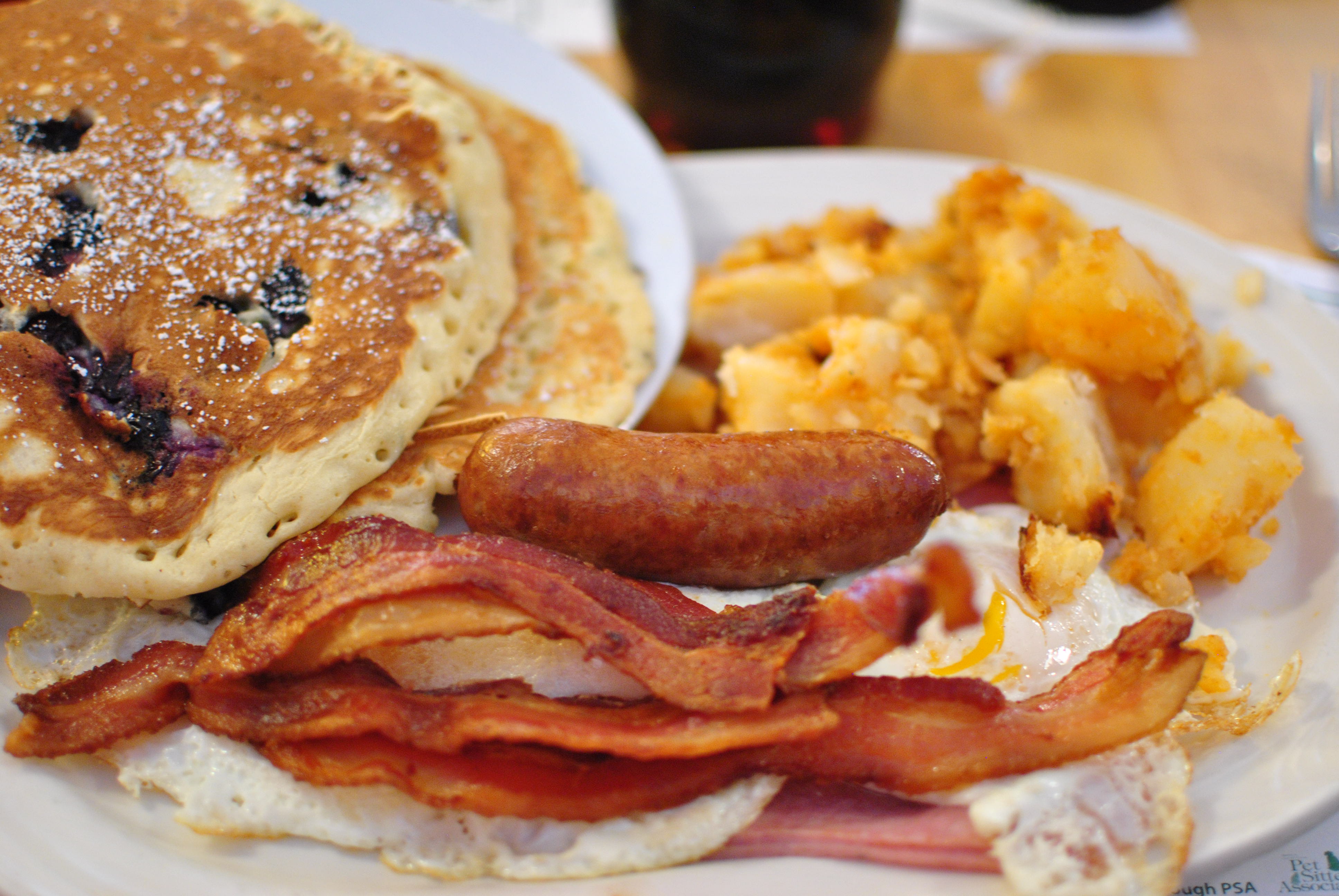 Pancakes Bacon Eggs Sausage Toast