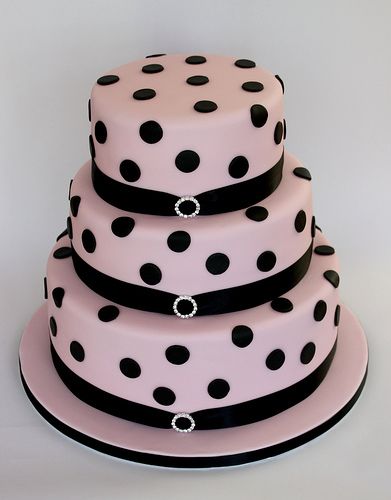 Pink and Black Polka Dot Cake