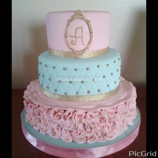 Pink and Gold Baptism Cake Pink and Gold Baptism Cake