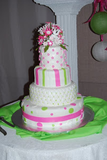 Pink and Lime Green Wedding Cake