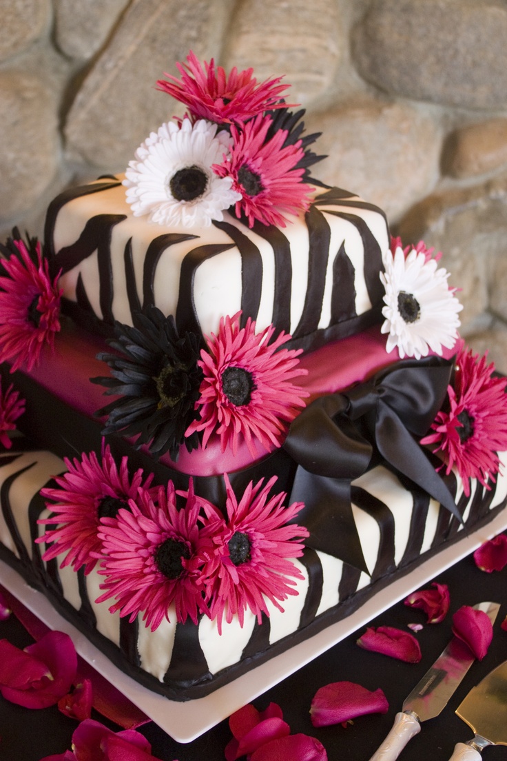 Pink and Zebra Wedding Cake