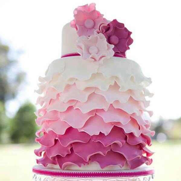 Pink Rose Petal Ombre Cake