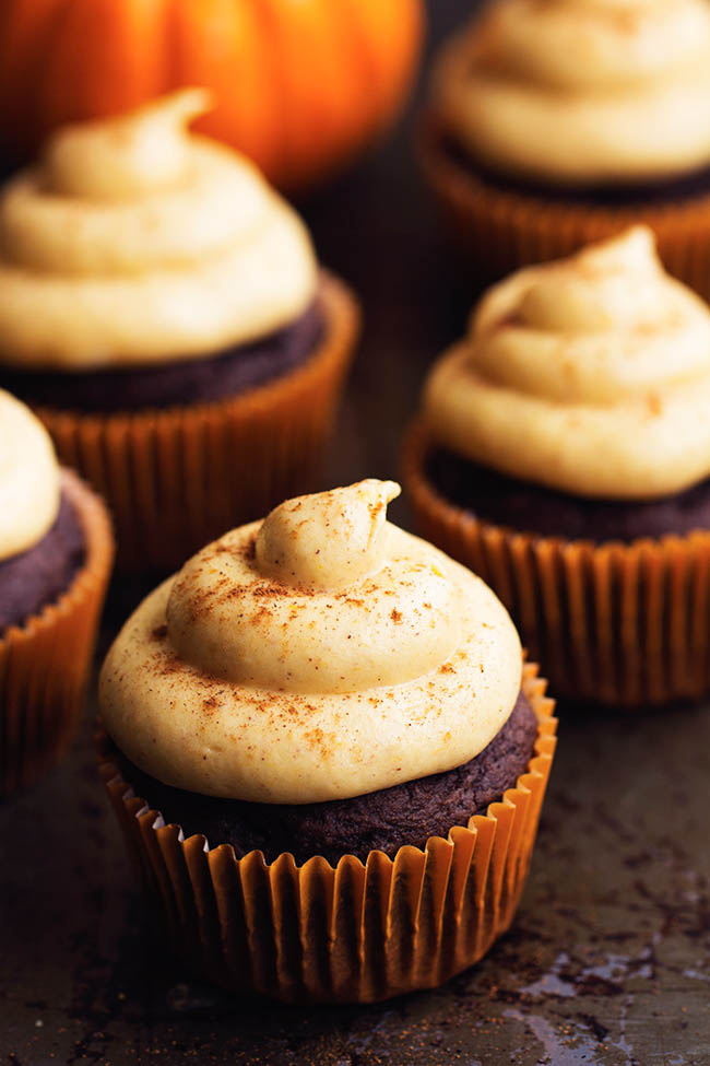 Pumpkin Cupcakes with Cream Cheese Frosting