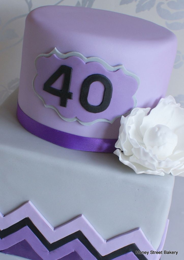 Purple 2 Tier 40th Birthday Cakes