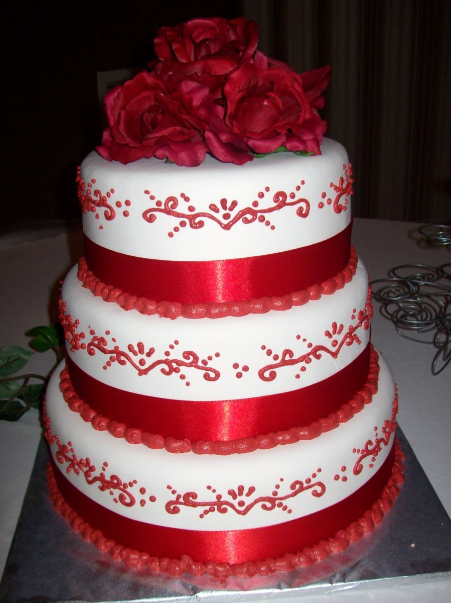 Red and White Wedding Cake