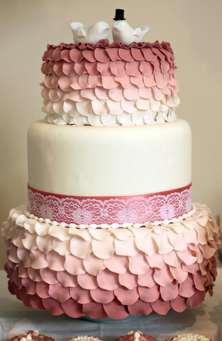 Rose Petal Ruffle Wedding Cake