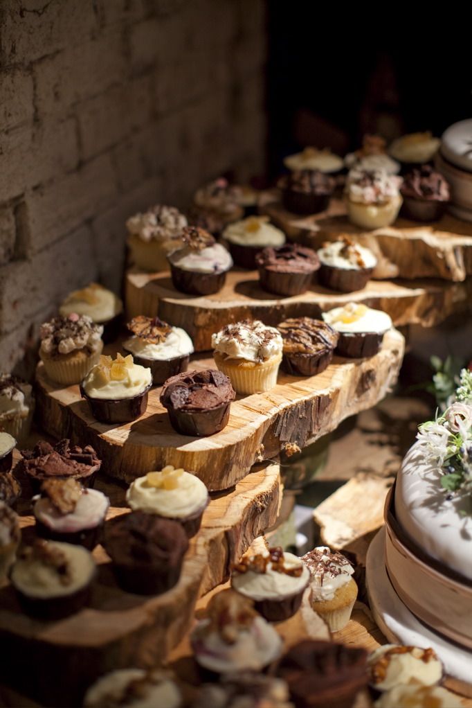 Rustic Wedding Cake and Cupcakes