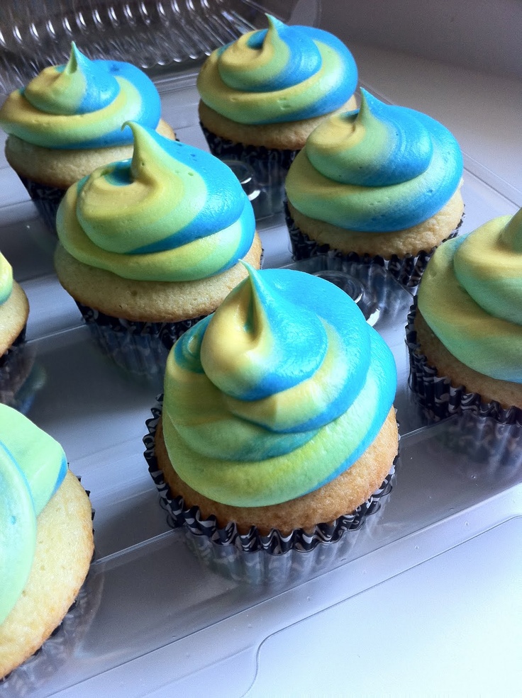 Shaded Blue Green Cupcakes Shaded Blue Green Cupcakes