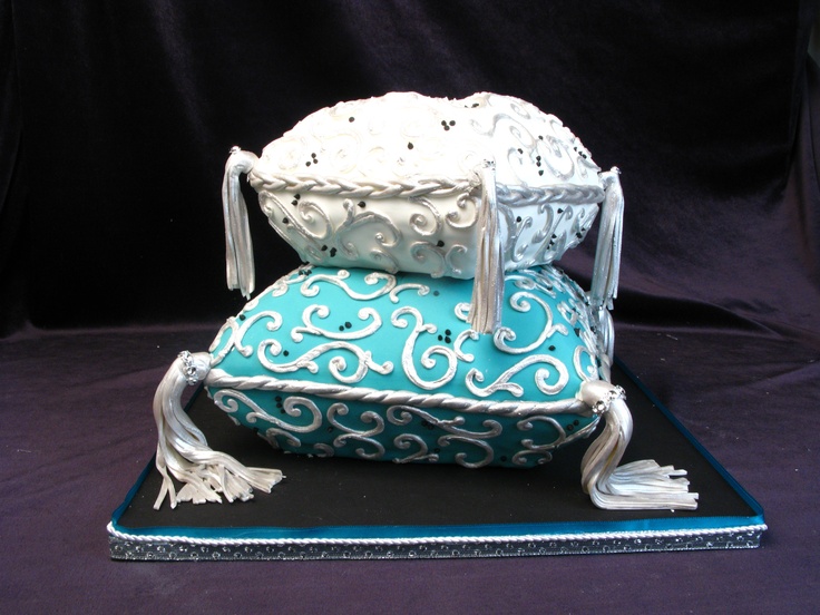 Silver and Blue Pillow Cakes Designs