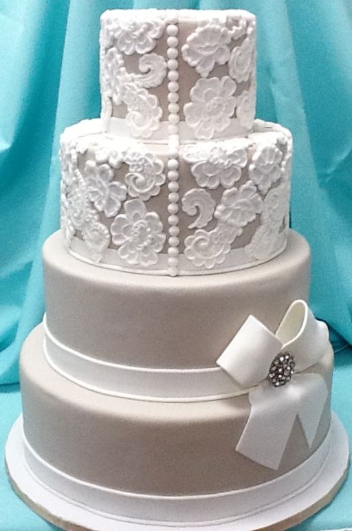 Silver Lace Wedding Cake