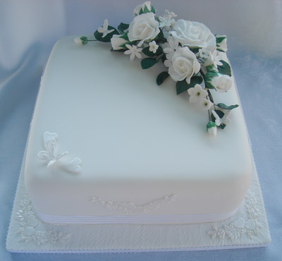 Single Tier Square Wedding Cake