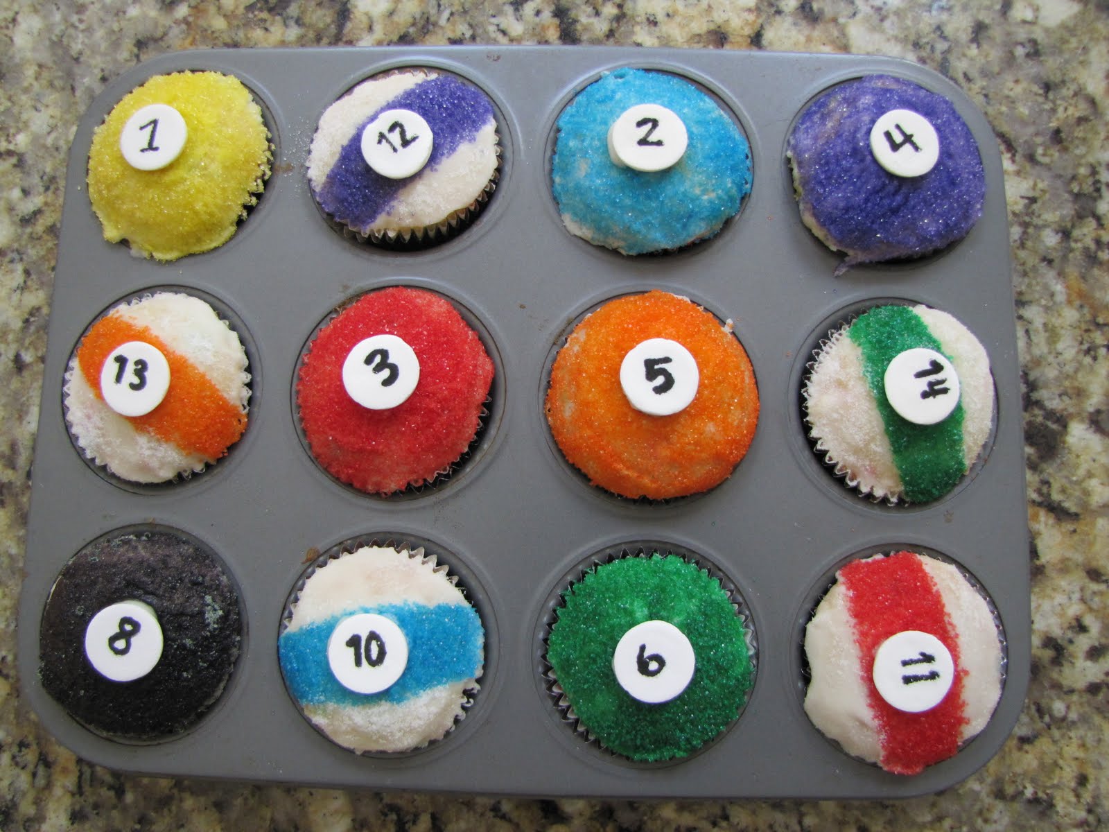 Table Pool Balls Cupcakes