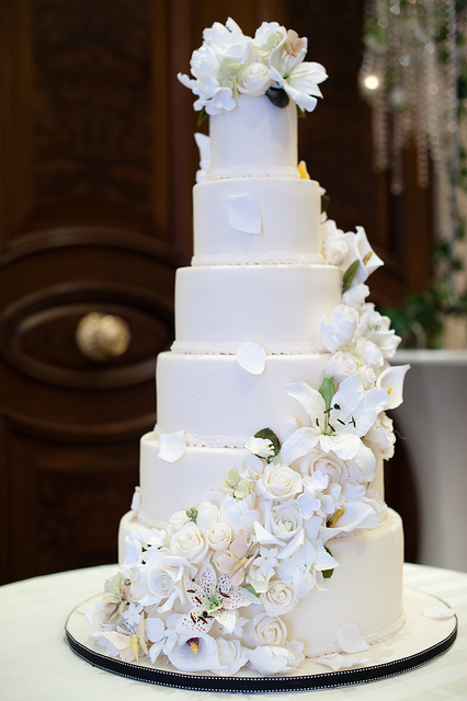 Tier Cascade Wedding Cake with Flowers