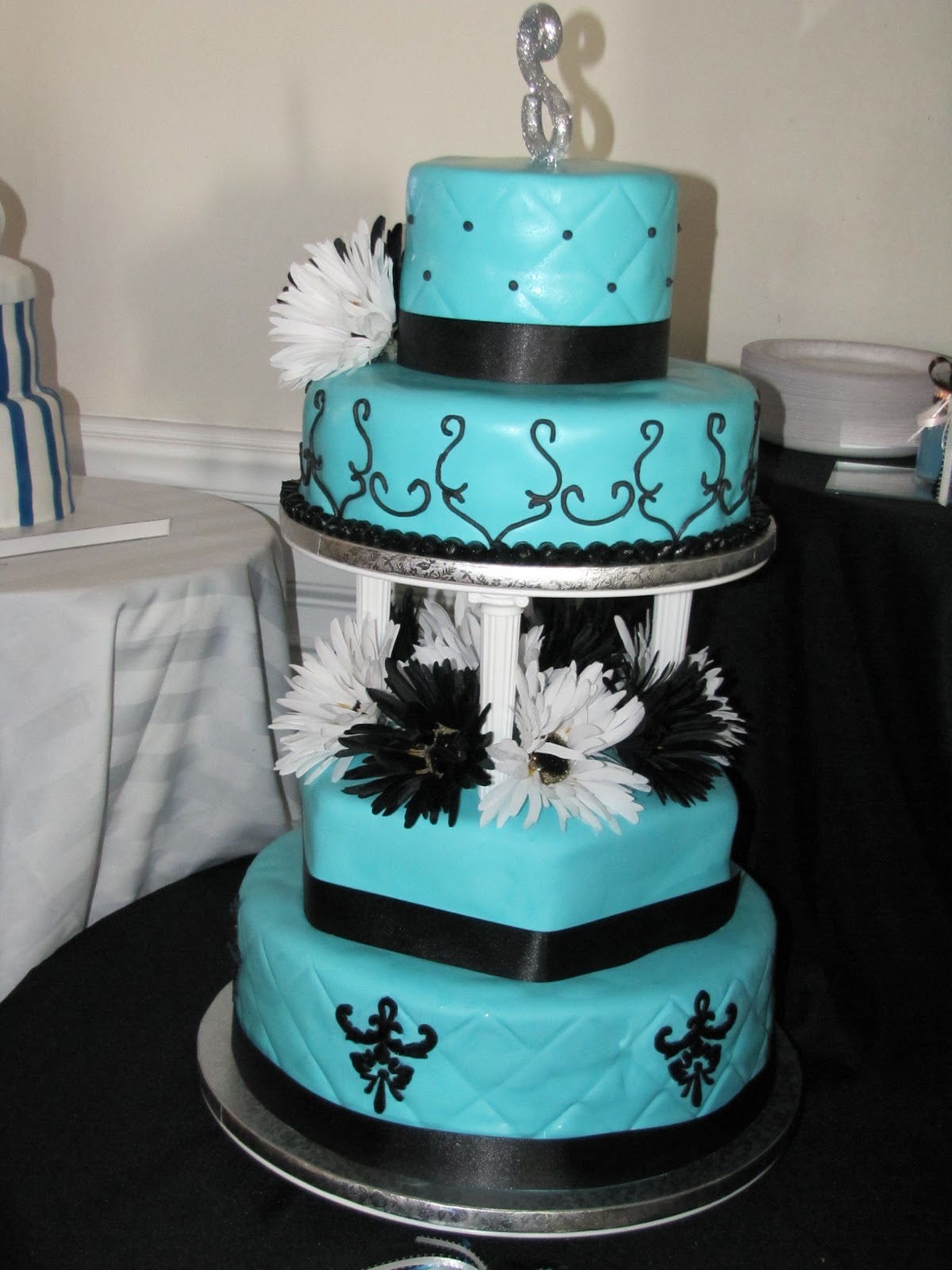 Tiffany Blue and Black Wedding Cake