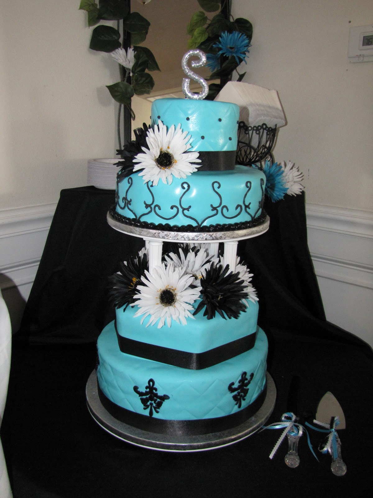 Tiffany Blue and Black Wedding Cake