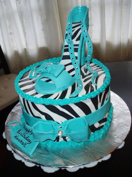 Turquoise and Black Zebra Cake