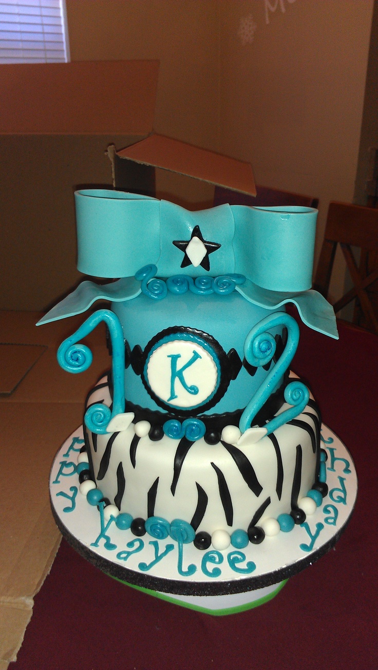 Turquoise Zebra Cake