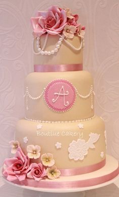 Vintage Pearl and Rose Cake
