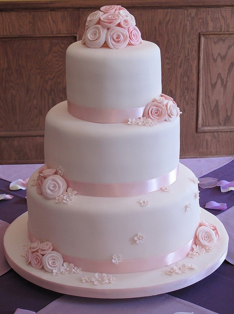 Wedding Cake Fondant Pink Roses Wedding Cake Fondant Pink Roses