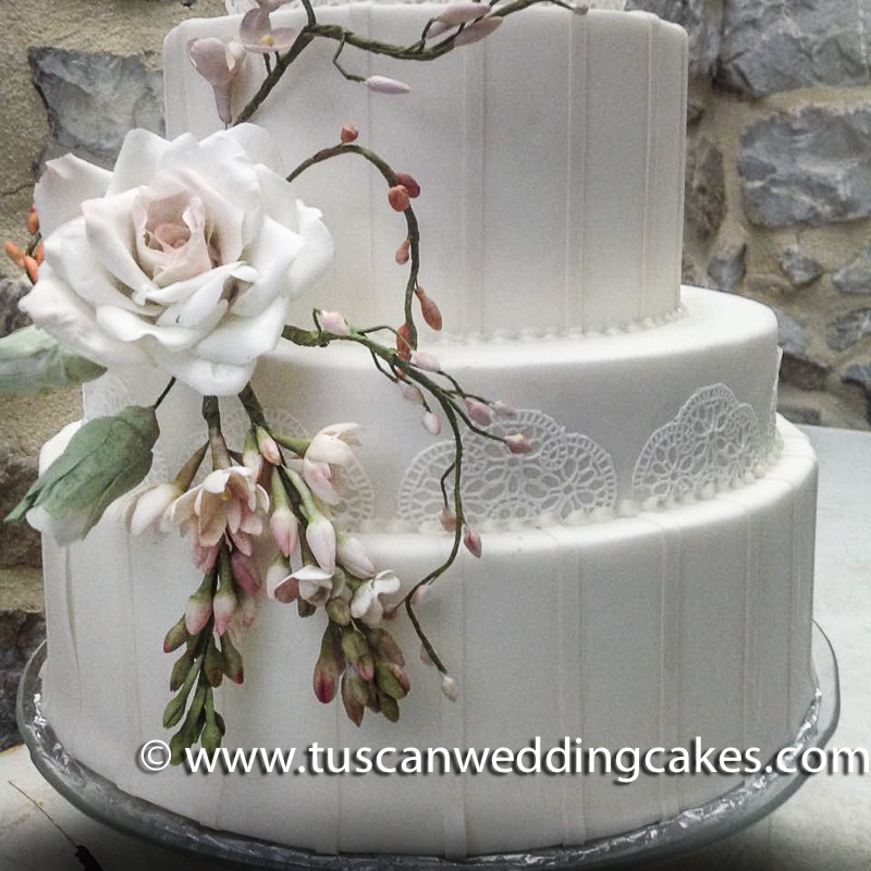 Wedding Cake with Cascading Flowers