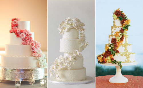 Wedding Cake with Cascading Flowers