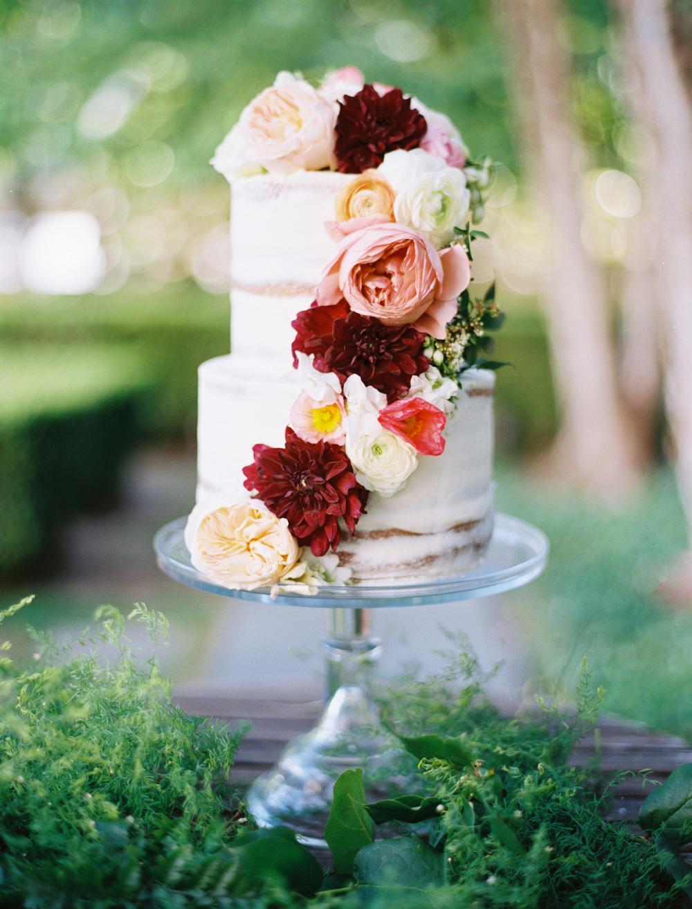 Wedding Cake with Cascading Flowers