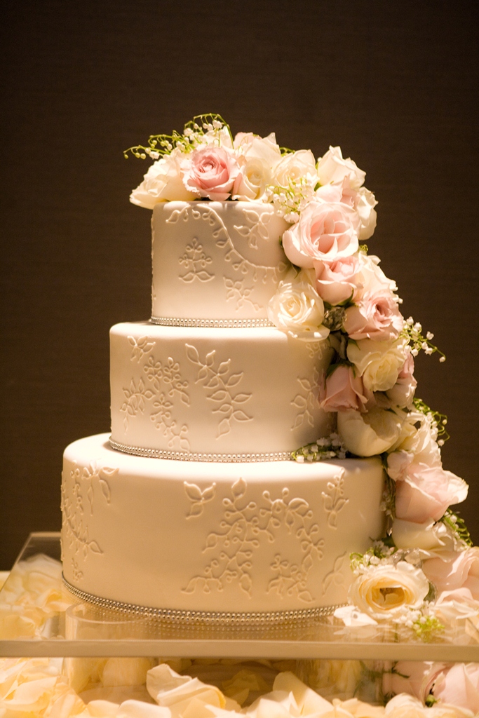 Wedding Cake with Cascading Flowers