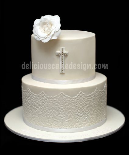 White and Gold Baptism Cake