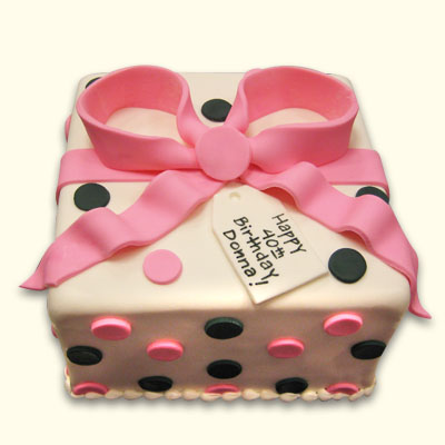 White Cake with Pink Polka Dots