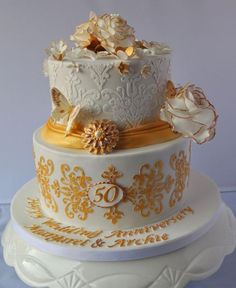 2 Tier 50th Wedding Anniversary Cakes