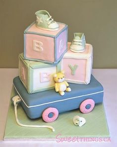 Baby Boy Shower Cake Blocks