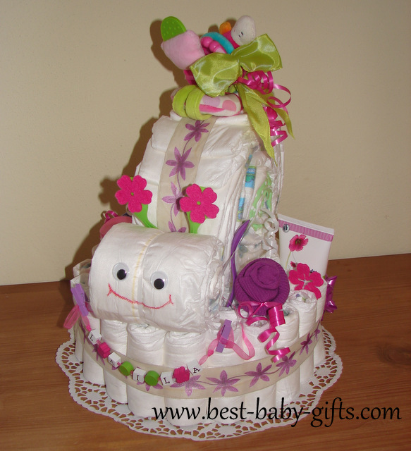Baby Girl Diaper Cake Idea Baby Girl Diaper Cake Idea