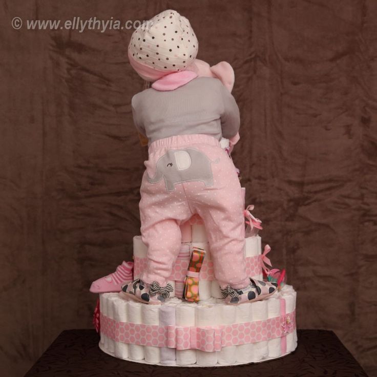 Baby Girl Elephant Diaper Cake