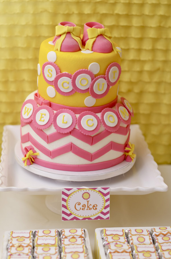 Baby Shower Cake Pink Orange Yellow