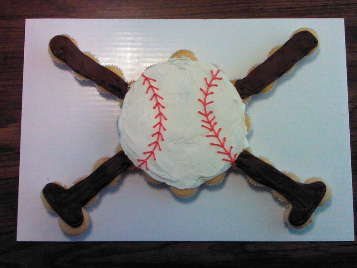Baseball Bat Cake and Cupcake