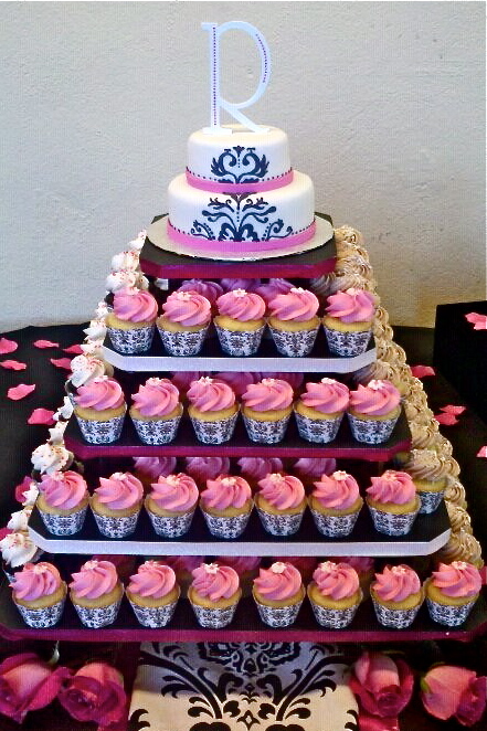 Black and White Wedding Cupcake Display