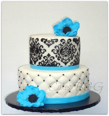 Black White and Blue Birthday Cake