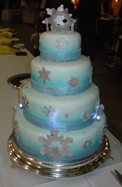 Blue and Silver Winter Wedding Cake Blue and Silver Winter Wedding Cake