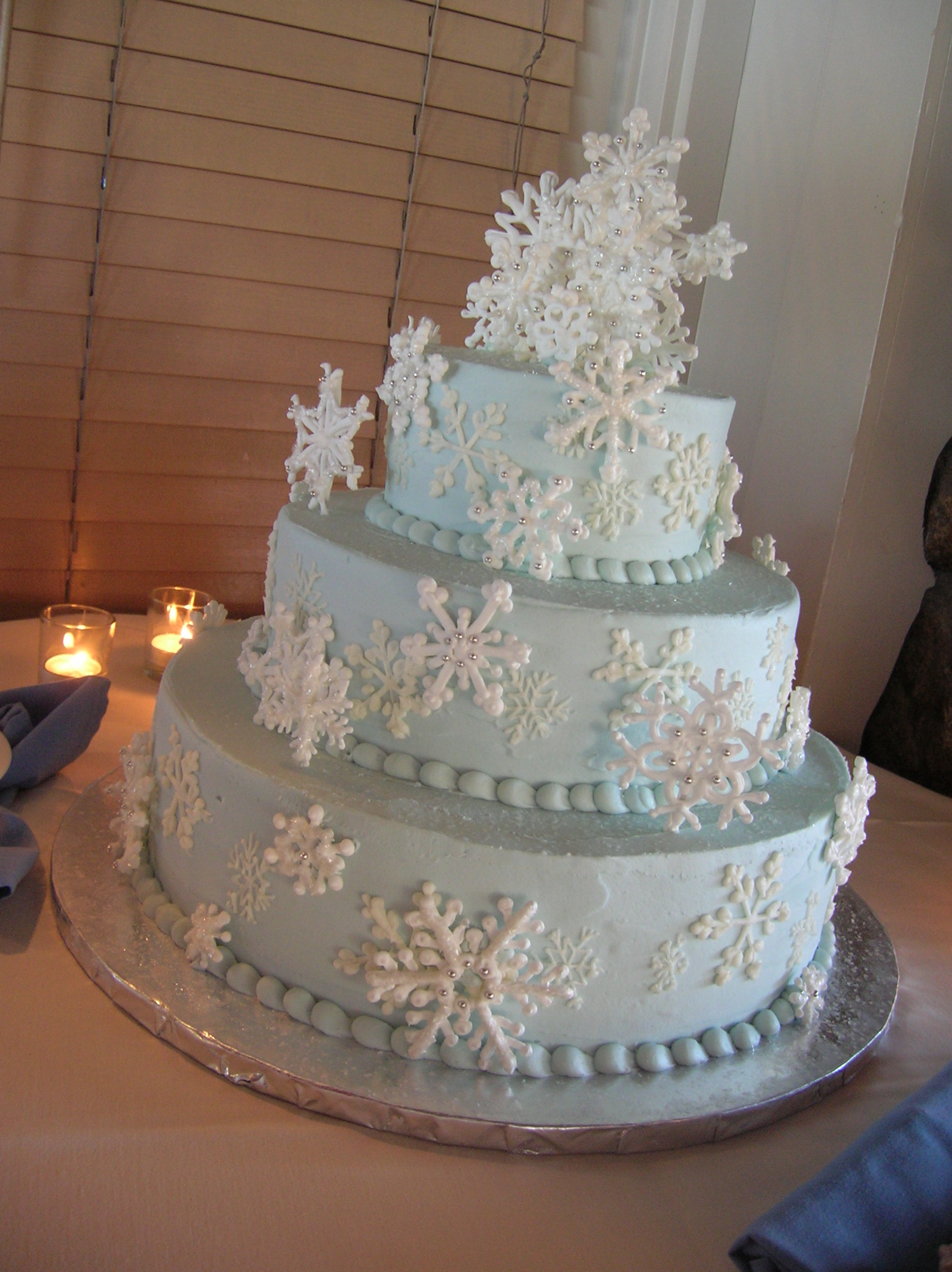 Blue Winter Wedding Snowflake Cake Blue Winter Wedding Snowflake Cake