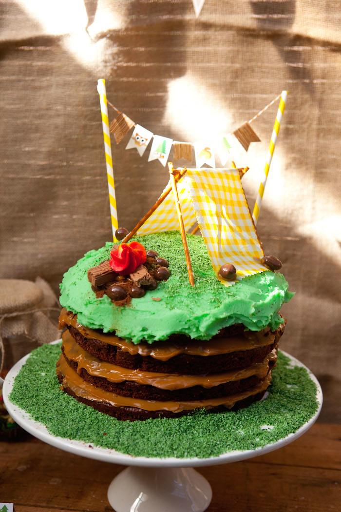 Camping Themed Birthday Party Cake Camping Themed Birthday Party Cake