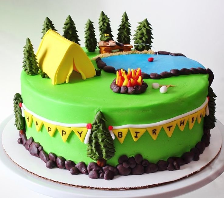 Camping Themed Cake Camping Themed Cake