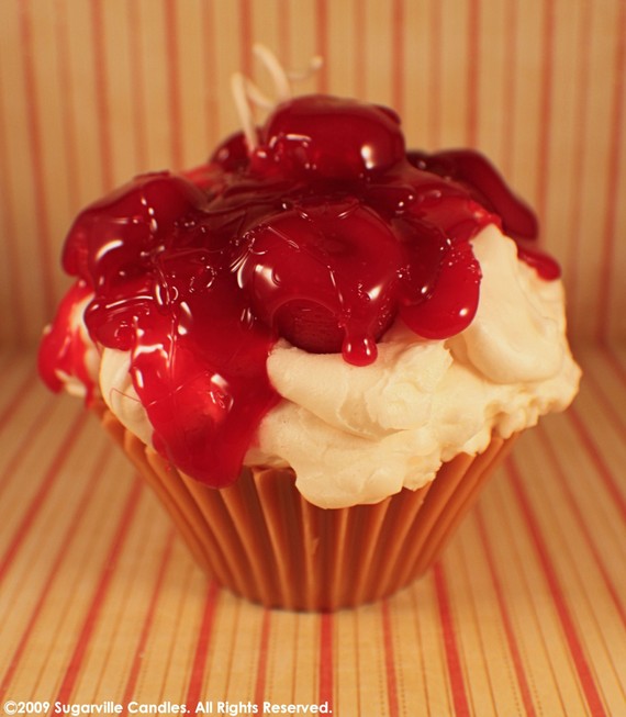 Cherry Cheesecake Cupcake Candle