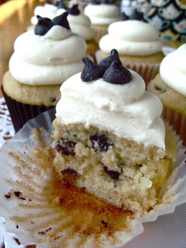 Chocolate Chip Cupcakes with Cream Cheese