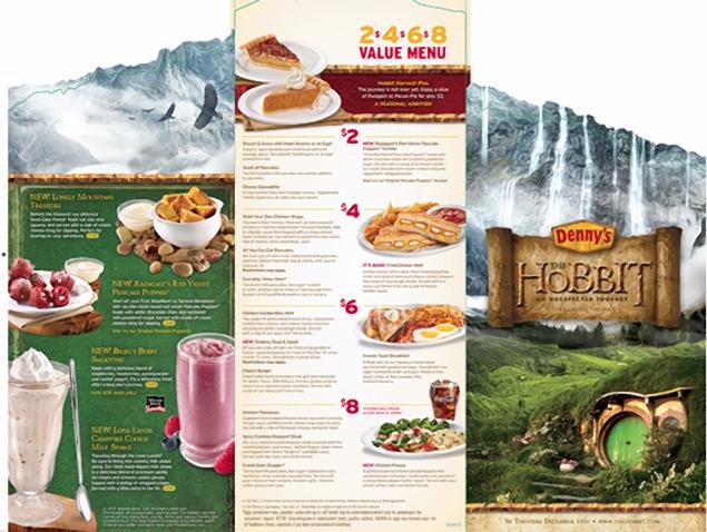 Denny's Hobbit Themed Menu Denny's Hobbit Themed Menu