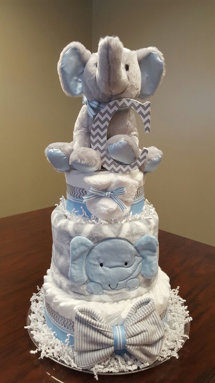 Elephant Baby Shower Diaper Cake Centerpiece