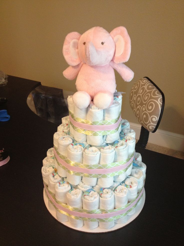 Elephant Diaper Cake Girl