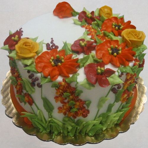 Fall Buttercream Flowers Cakes