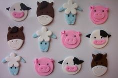Farm Animal Fondant Cupcake Toppers